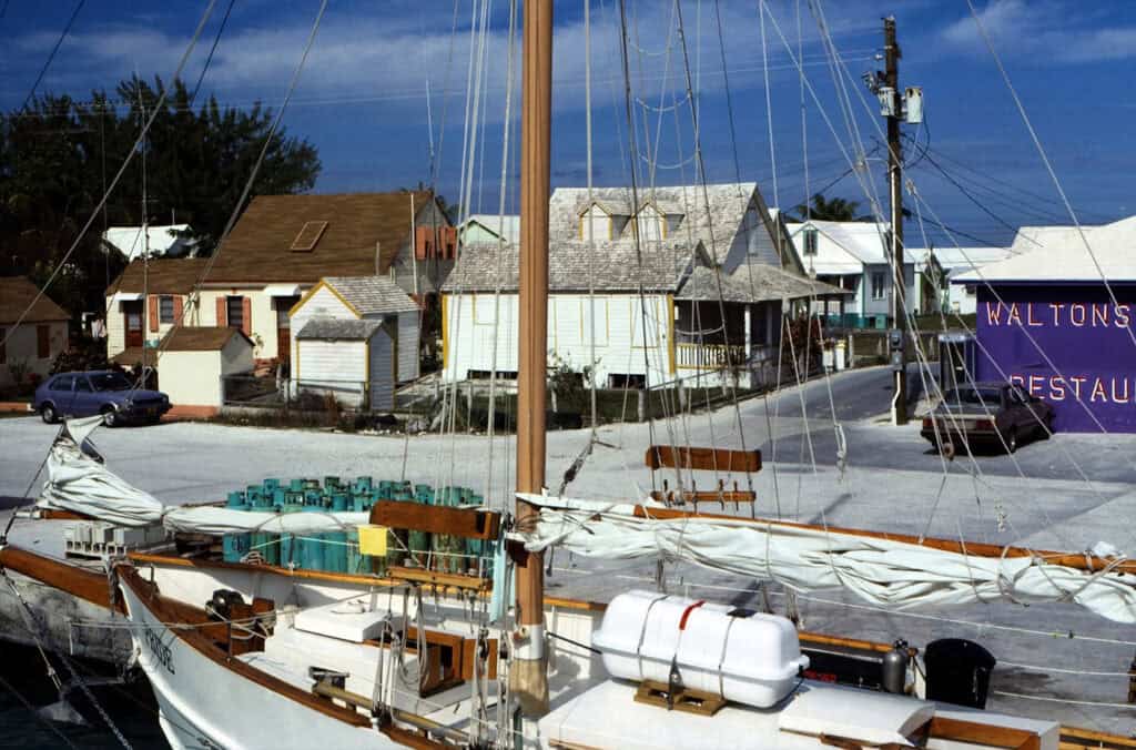 Clapboard cottages in Spanish Wells, Bahamas.