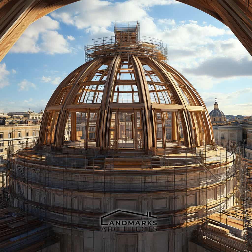 Wooden centering frames supported Roman domes during construction