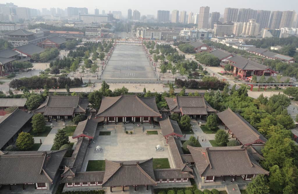 View of Xi'an from the Giant Wild Goose Pagoda in China