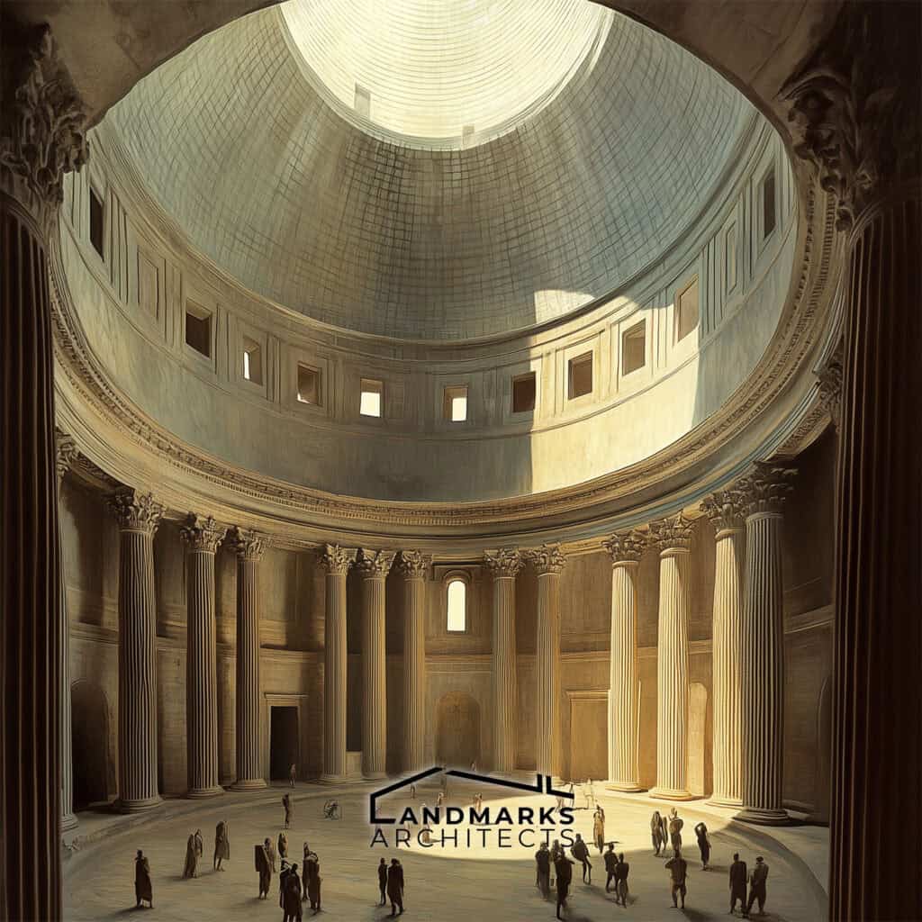 Ancient Roman dome architecture with concrete