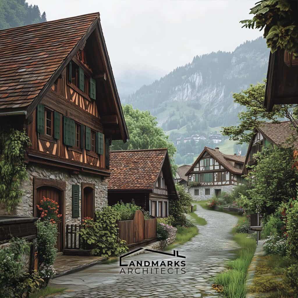 Traditional Swiss architecture focuses on sustainability and local adaptation.