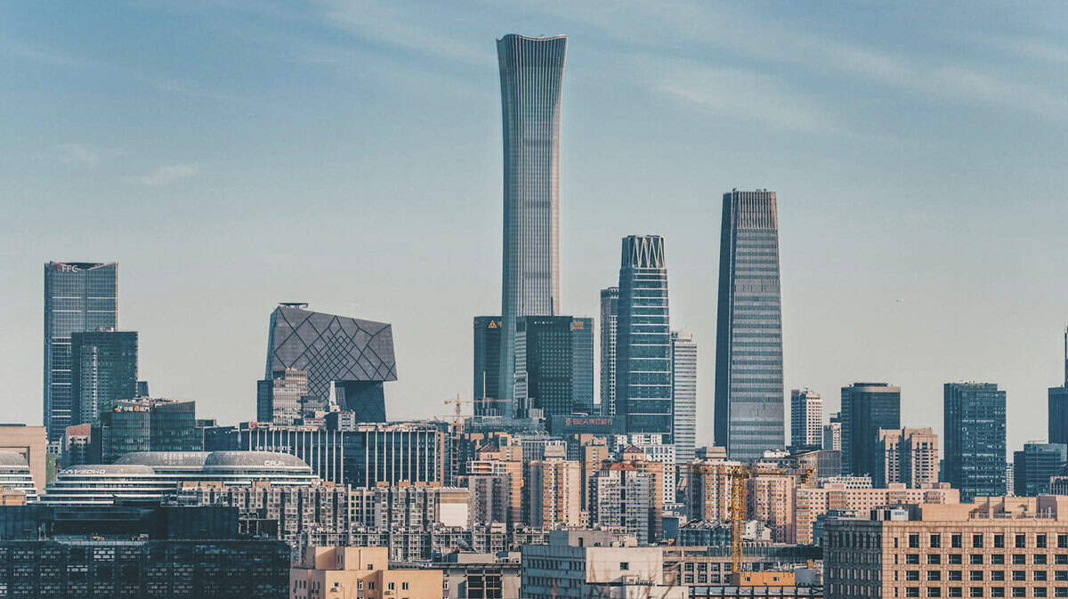 View of buildings in Beijing, showcasing modern and historic architecture