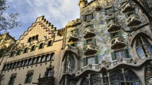 Facade view of Casa Amatller and Casa Batlló in Barcelona.