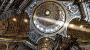 Dome of St. Peter's Basilica in Rome, showcasing its intricate design