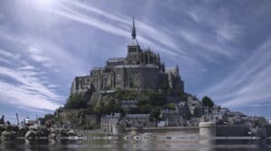 Mont-Saint-Michel, a picturesque abbey on a tidal island in France.