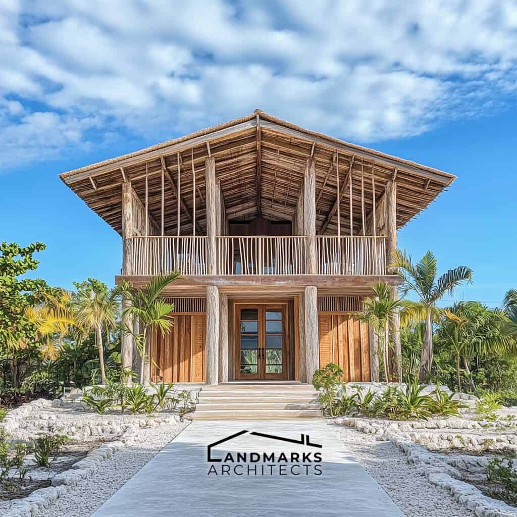 Bahamian architecture uses local materials and sustainable methods.