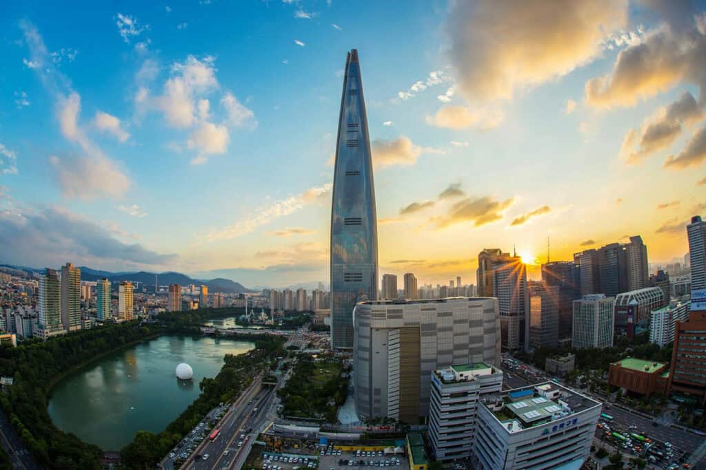 Lotte World Tower, a sleek high-rise in Seoul, South Korea.