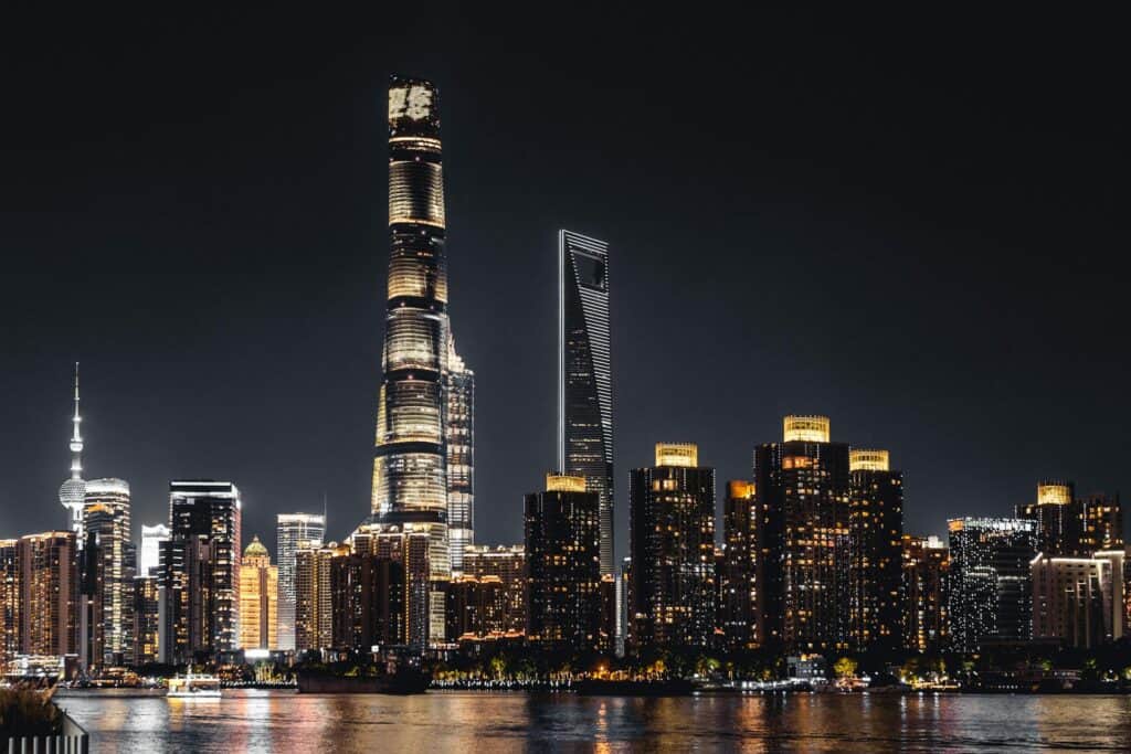 Shanghai Tower standing out in the Shanghai cityscape.