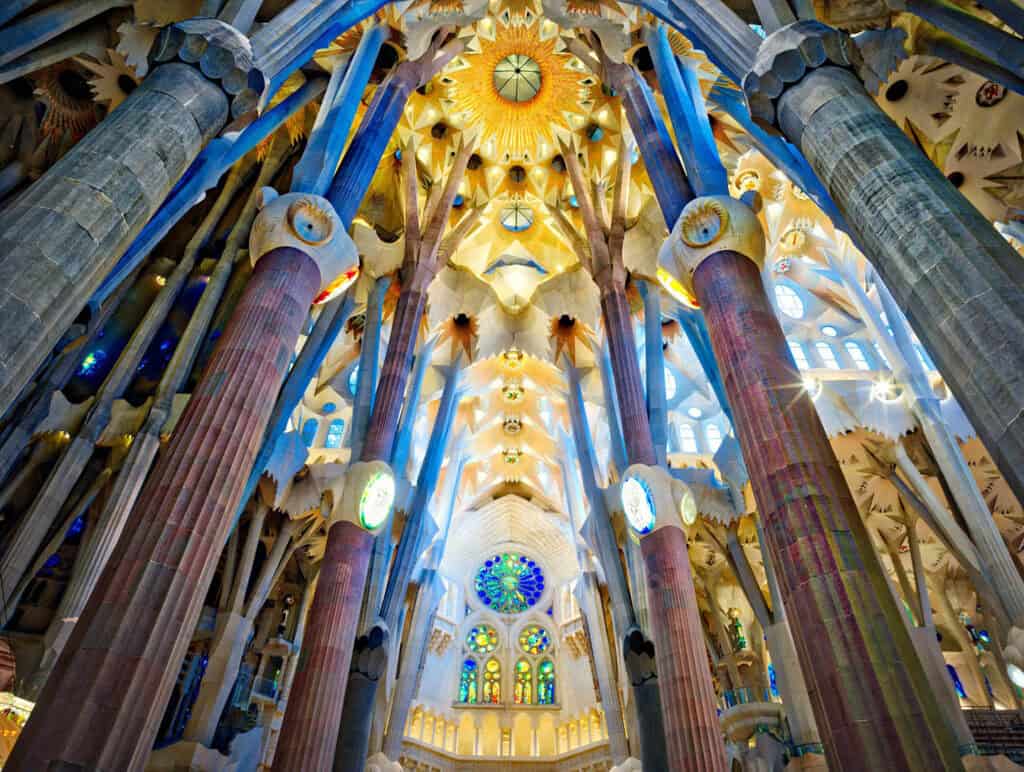 Sagrada Família interior with Art Nouveau decorative motifs