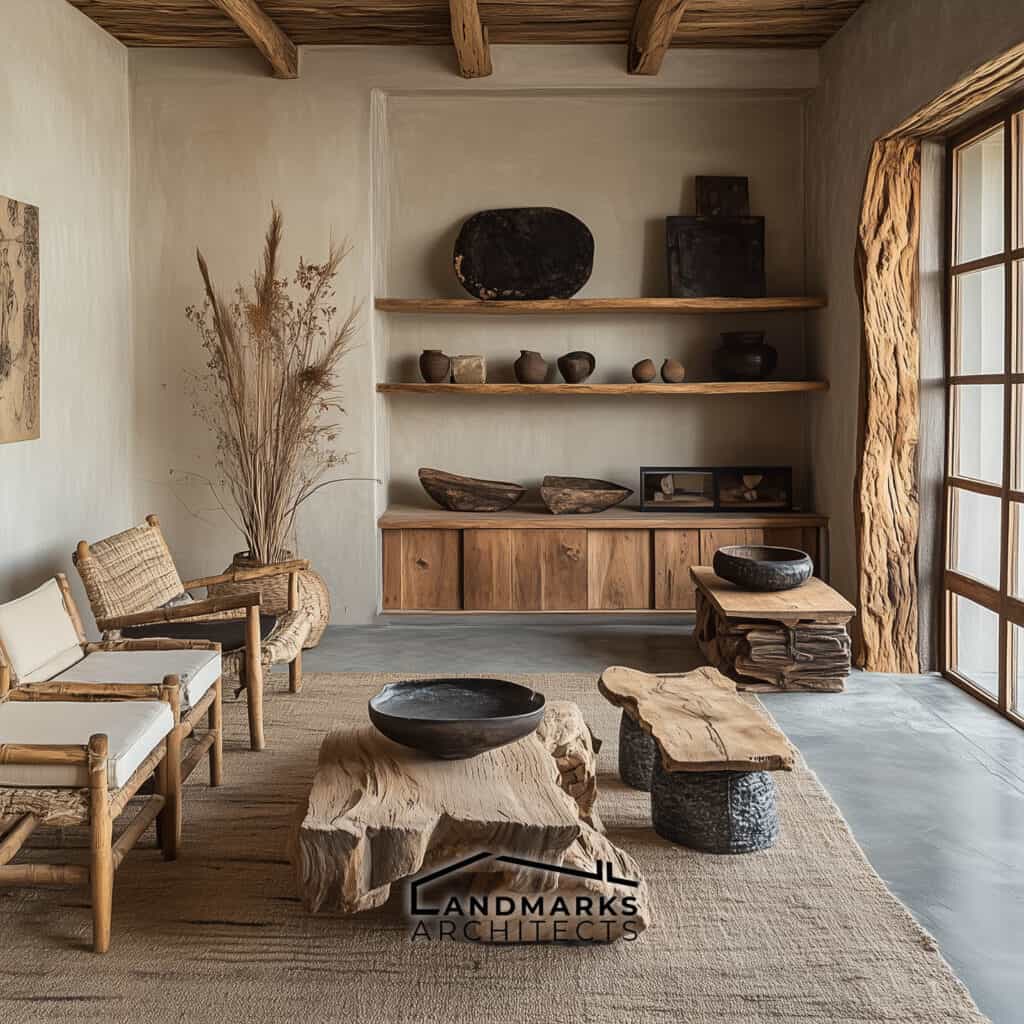 AI-Generated Wabi-Sabi Furniture Highlighting Natural Beauty