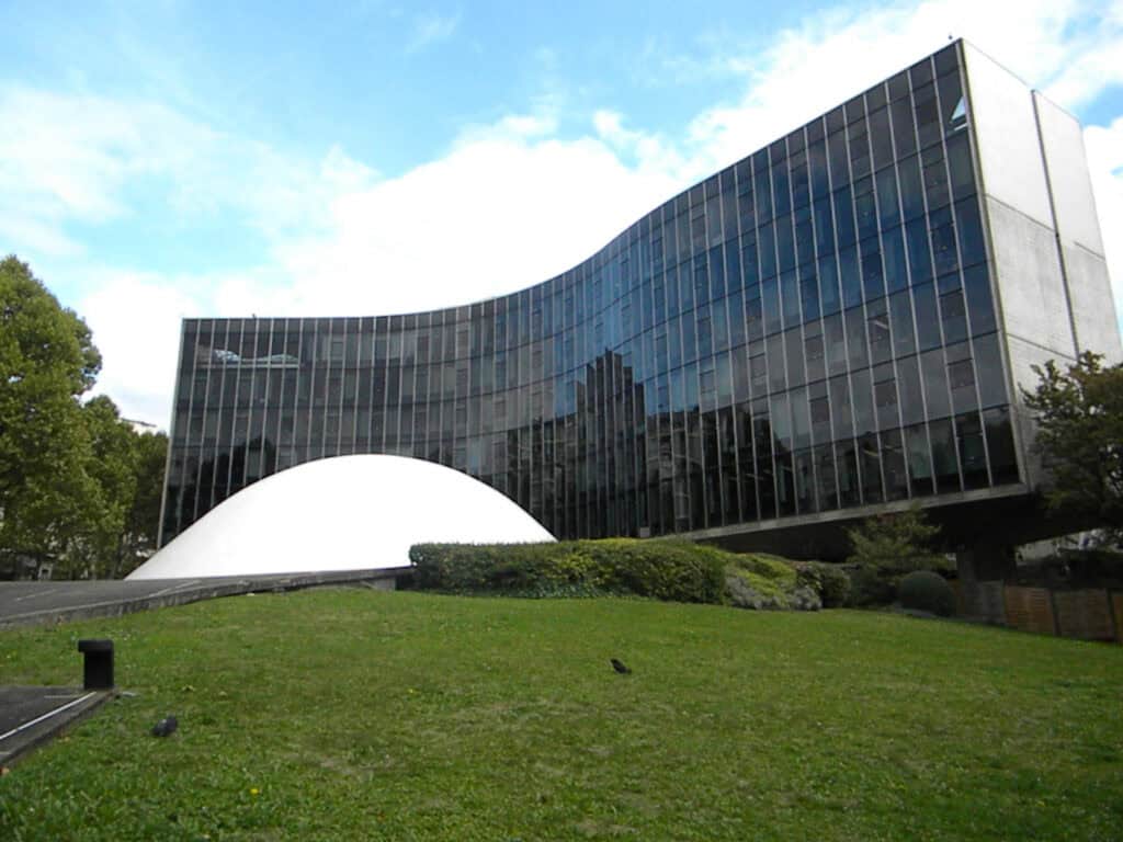 Communist Party Headquarters, modernist building with geometric design