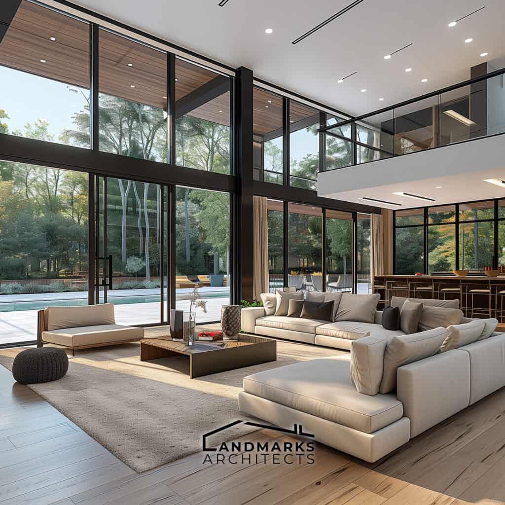 Modern Living Room with Large Windows