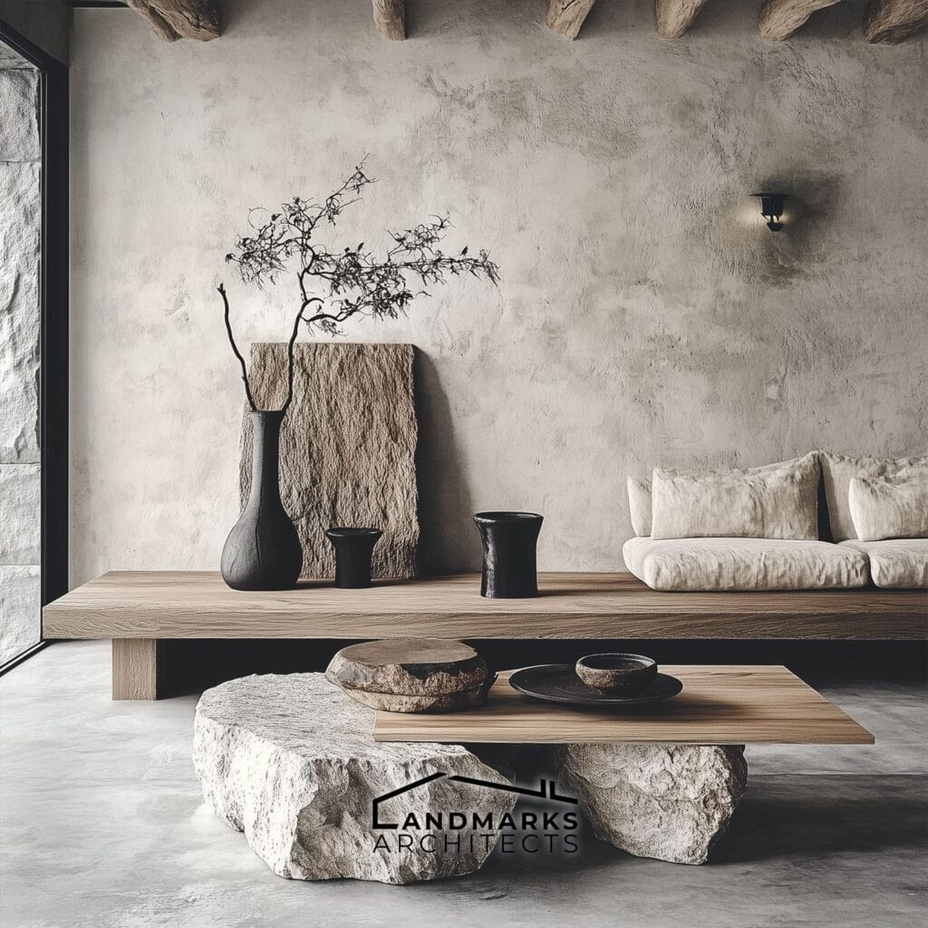 AI-Created Wabi-Sabi Interiors Showcasing Natural Beauty