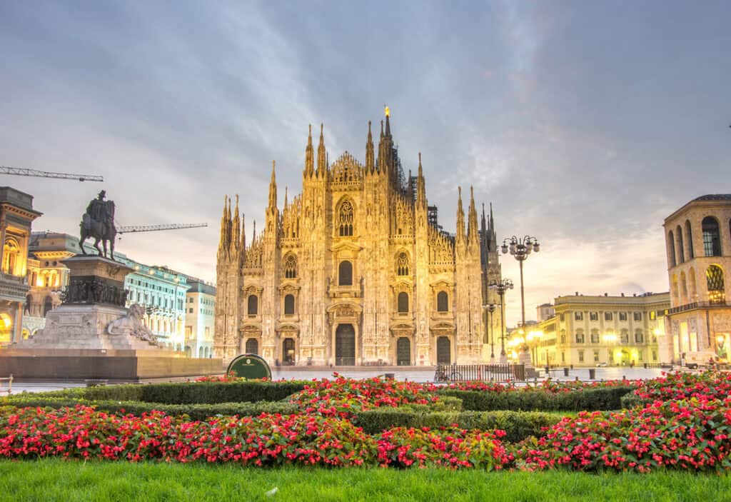 Gothic pointed arches of Milan Cathedral