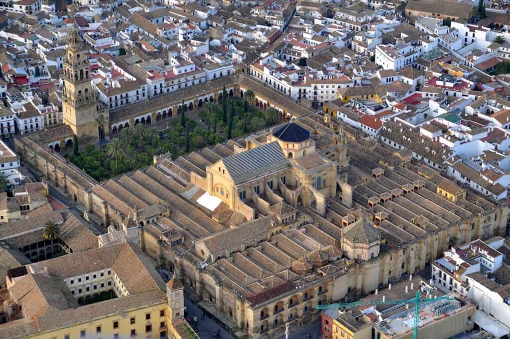 Aerial view of the Mezquita of Córdoba in Spain.