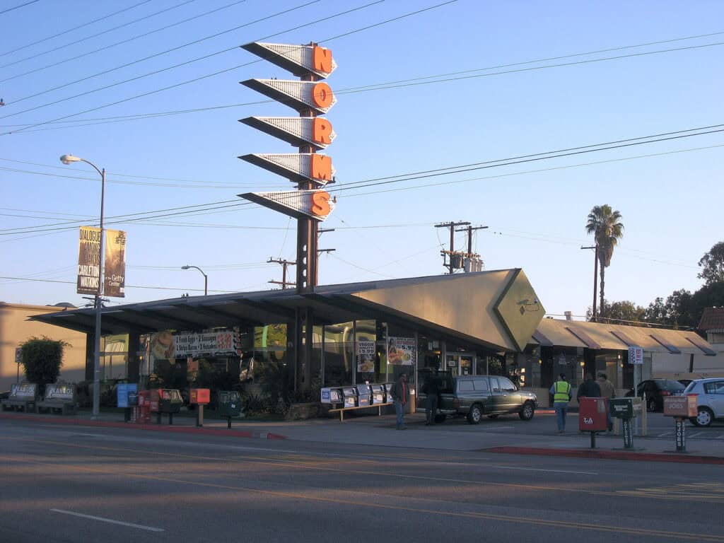 Norms Diner Restaurant, iconic Googie architecture in Los Angeles