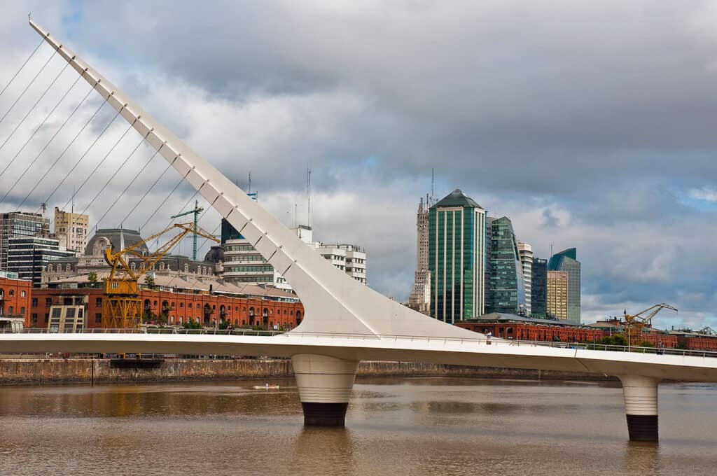 Puente de la Mujer, a modern swing bridge in Buenos Aires