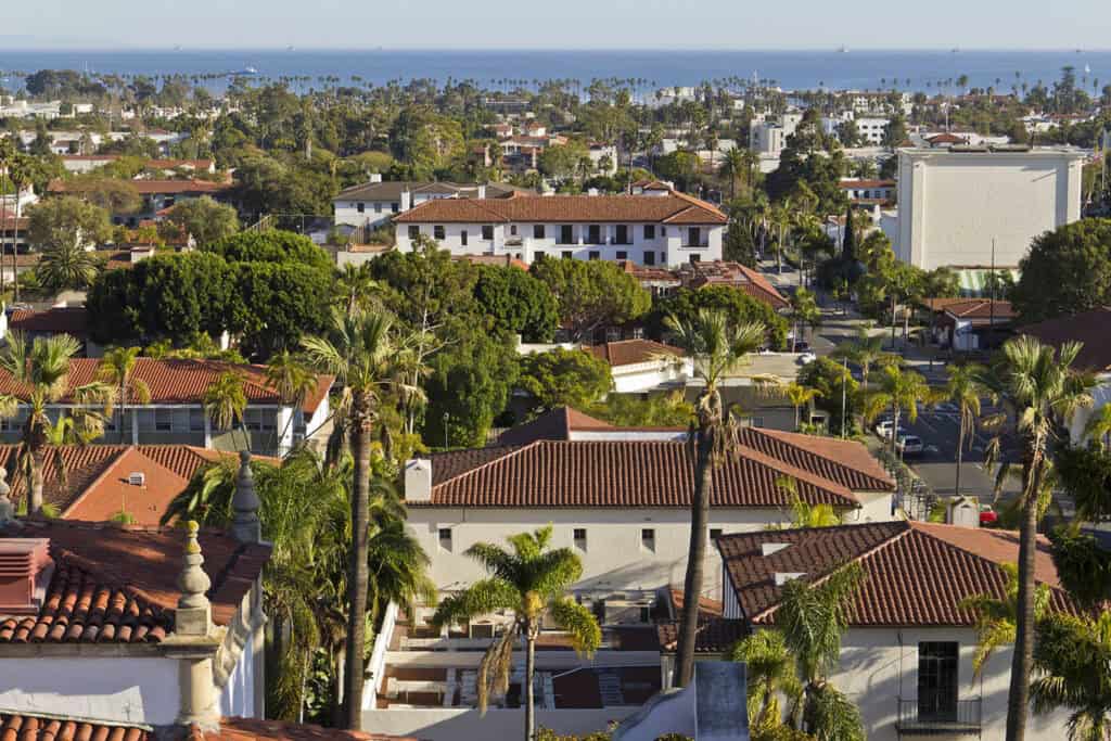 View of Santa Barbara downtown from the Courthouse