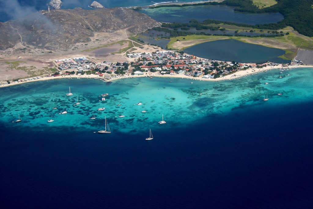 Gran Roque village, largest settlement in Los Roques archipelago