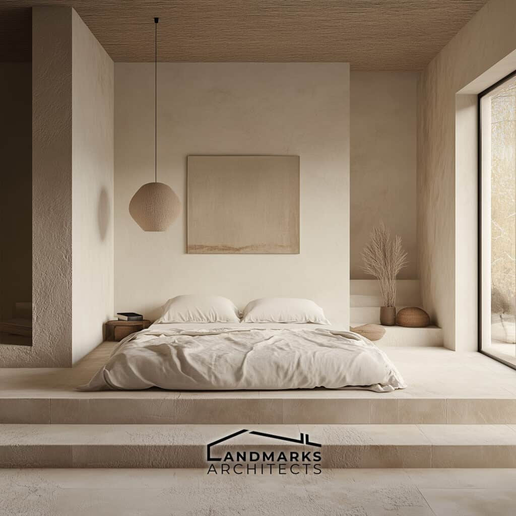 AI-Generated Wabi-Sabi Bedroom Embracing Simplicity and Natural Beauty