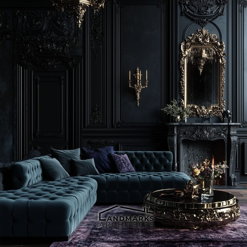 Gothic Color Schemes for Dramatic and Moody Interiors. Photo generated by AI