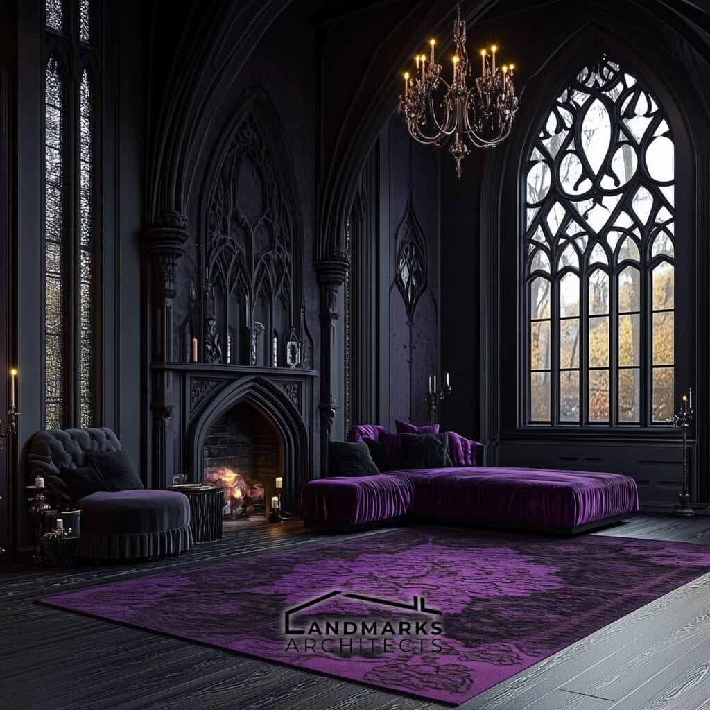 Modern Gothic Design with Dark Purple and Burgundy. Photo generated by AI