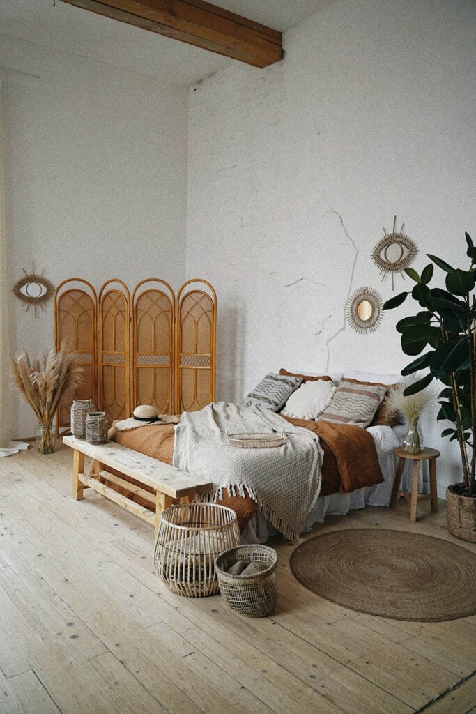 Boho style bedroom.