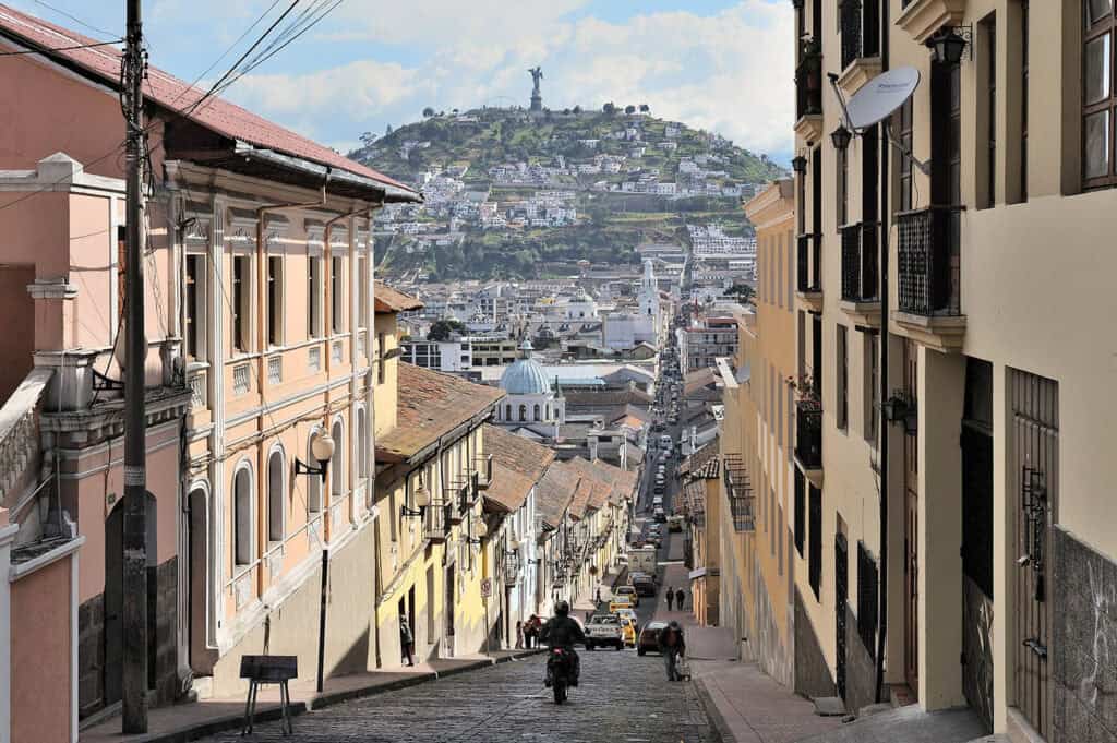 Quito skyline with the Virgin of Quito in the background