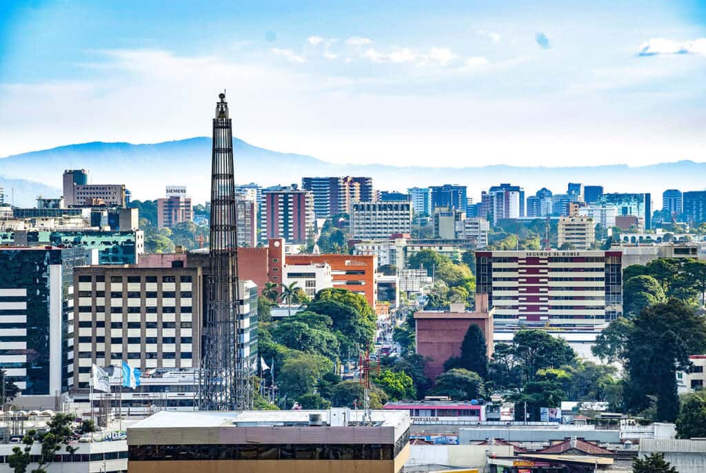 Cityscape of Guatemala City, urban skyline view