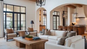 Interior of Hacienda style home with traditional elements