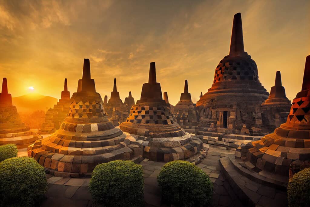 Borobudur Temple in Indonesia.