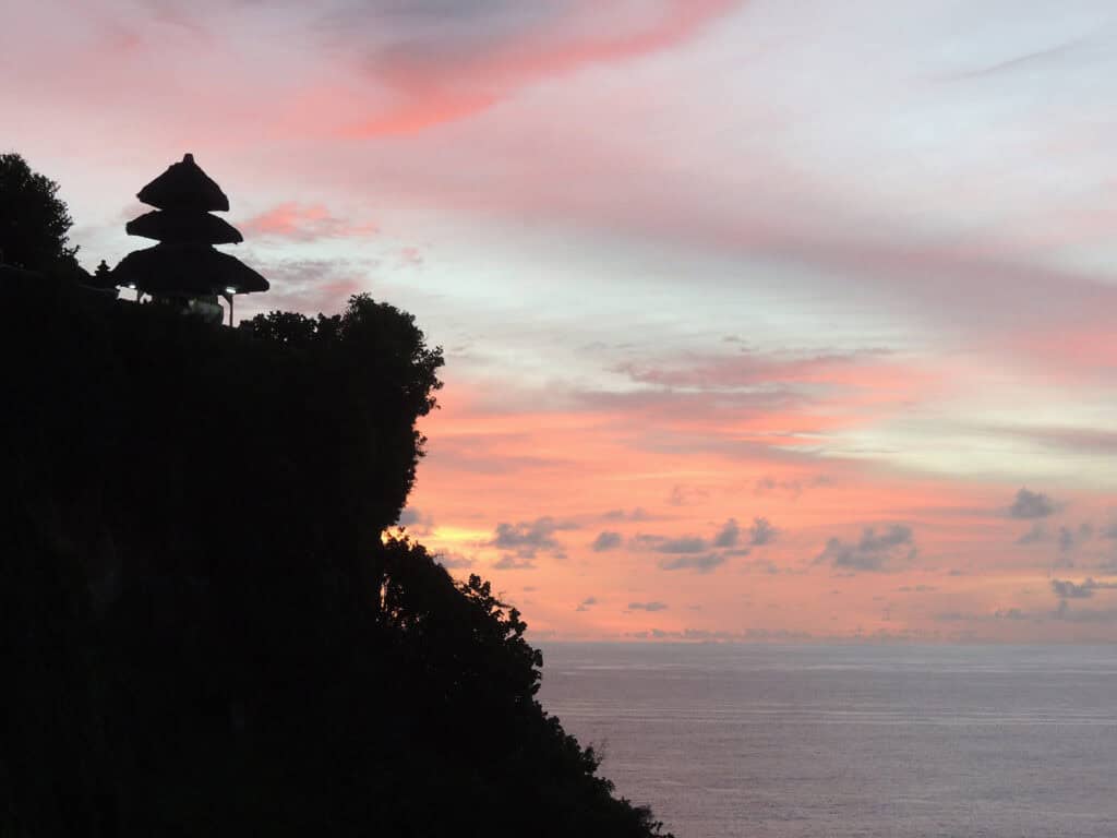 Uluwatu Temple at sunrise.