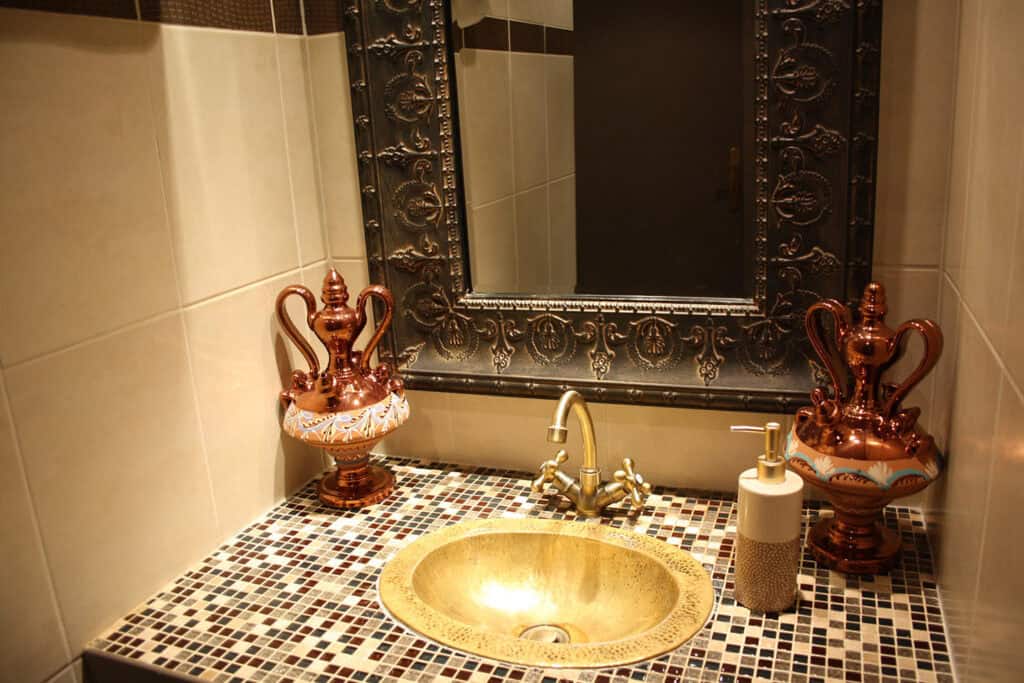 Moroccan bathroom adorned with intricate patterns