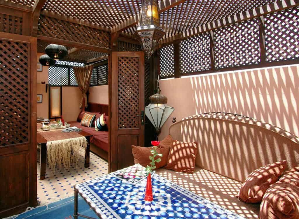 Moroccan-style interior with low seating