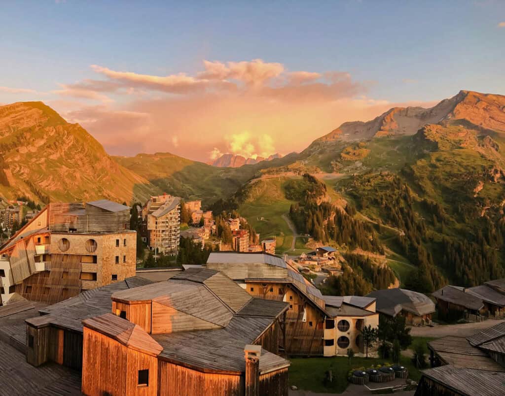 Different homes in mountain style architecture.