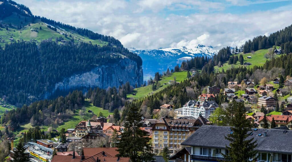 Modern cottage village in the mountains.