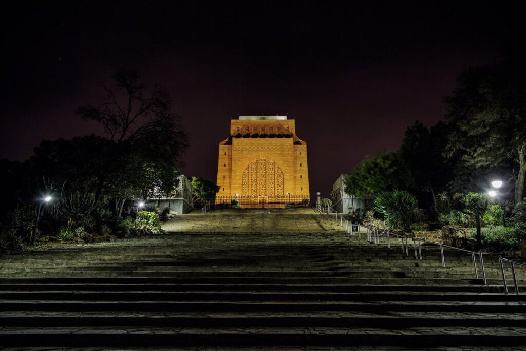 Voortrekker Monument illuminated at night