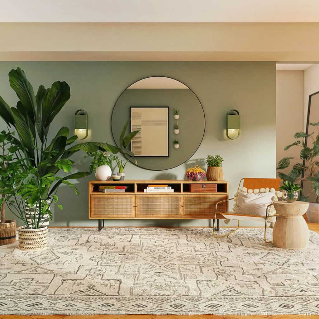 Natural elements for harmony in Oakland living room