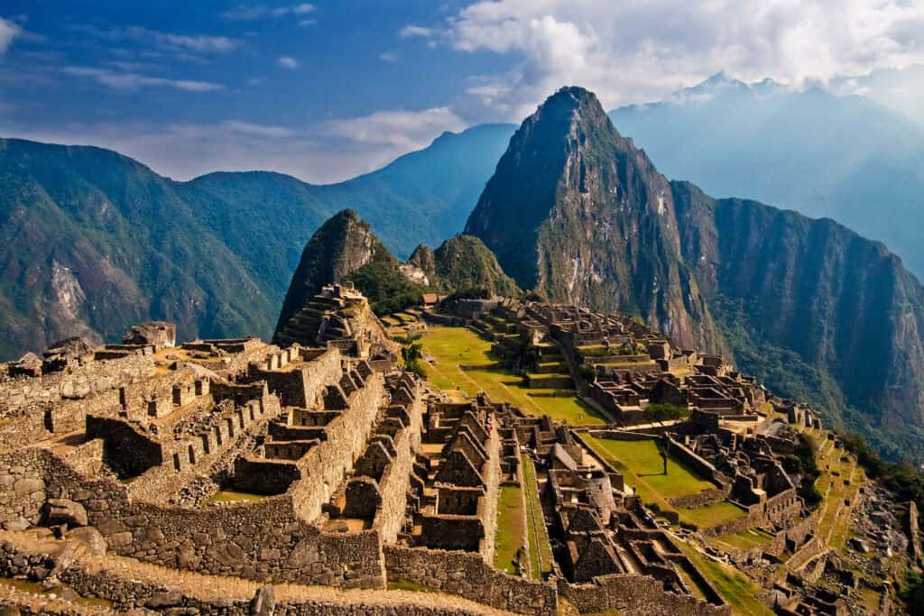 Machu Picchu ruins in Peru's Andes mountains.