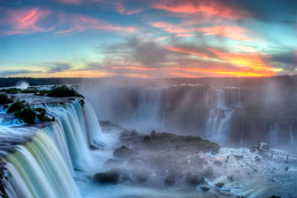 Iguazu Falls, massive waterfalls on the Brazil-Argentina border.