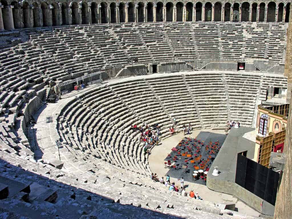 Aspendos Theatre, an ancient Roman amphitheater in Turkey