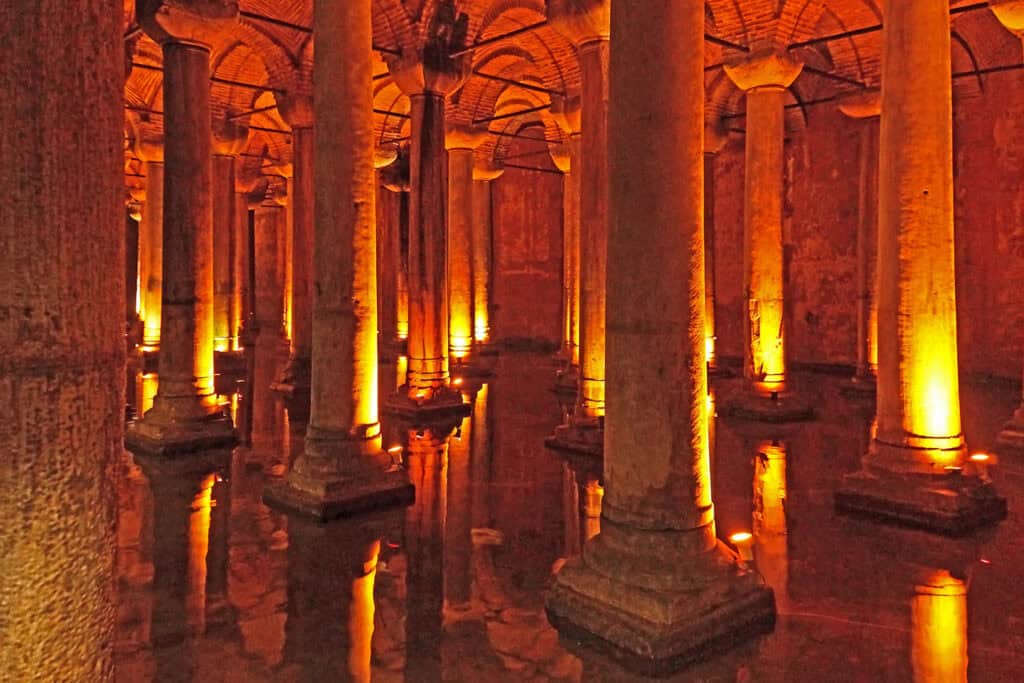 Basilica Cistern, underground columned reservoir in Istanbul.