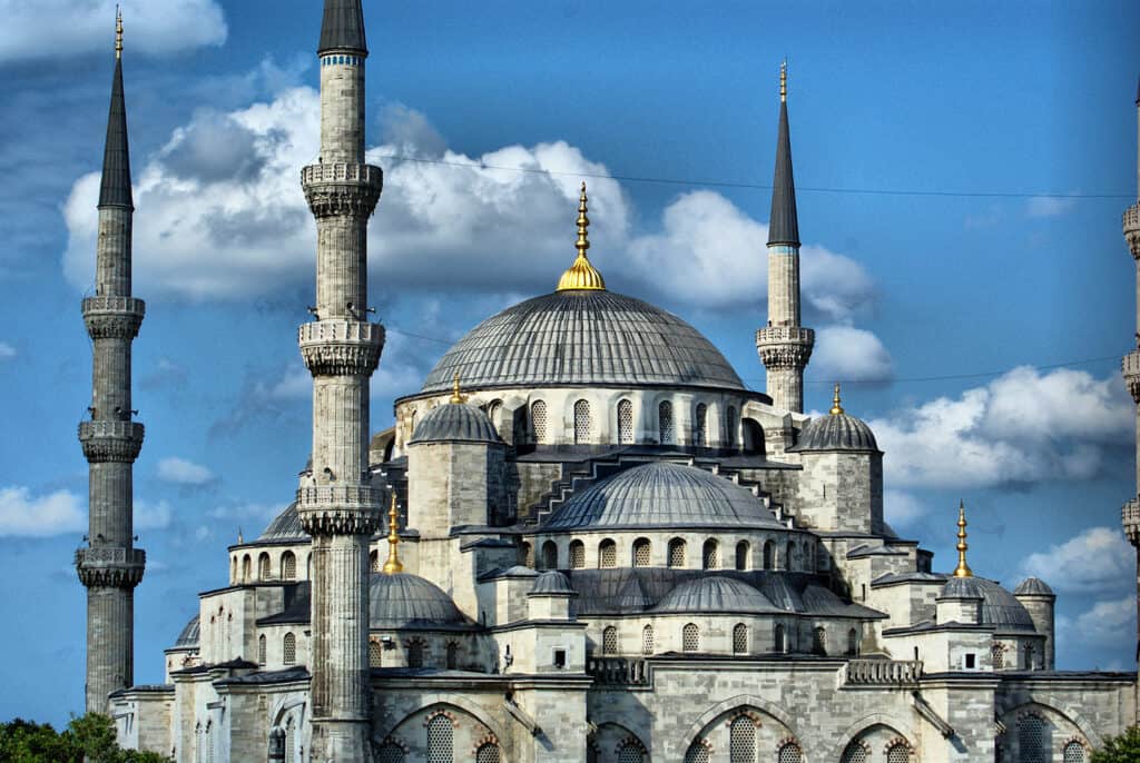 Blue Mosque, an iconic mosque with domes and minarets in Istanbul.