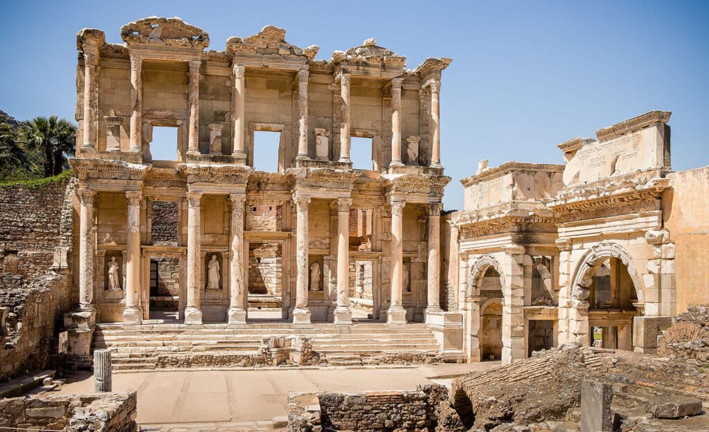 Library of Celsus, ancient Roman ruins in Ephesus.