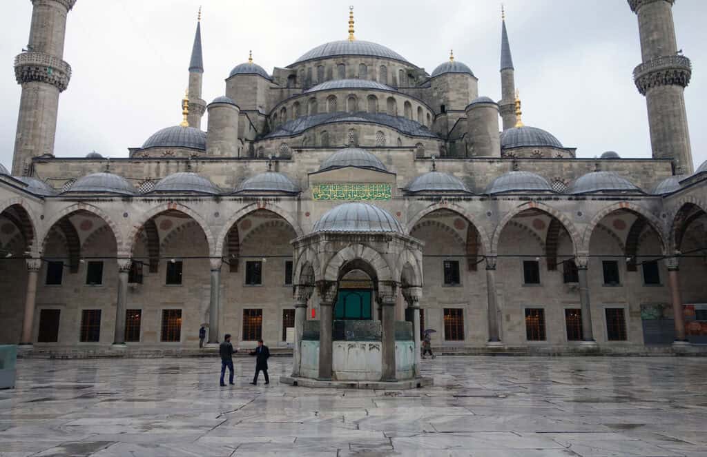 Blue Mosque, historic Ottoman mosque with intricate blue tiles in Istanbul.