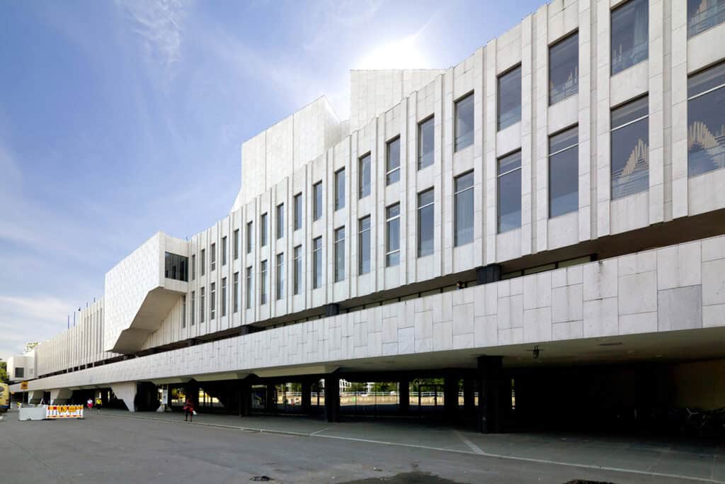 Finlandia Hall, a cultural landmark in Helsinki.