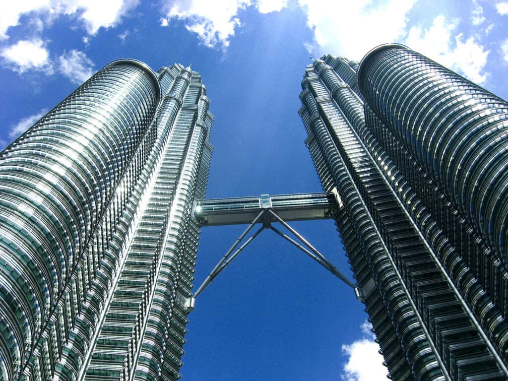 Petronas Twin Towers against the Kuala Lumpur skyline.