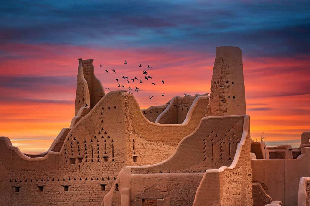 Diriyah, historic Saudi site with mudbrick design.