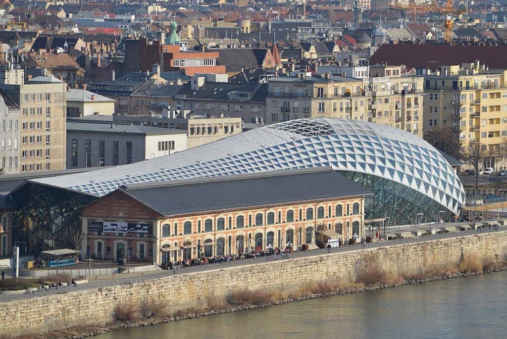 Contemporary architecture of Budapest Whale by the river