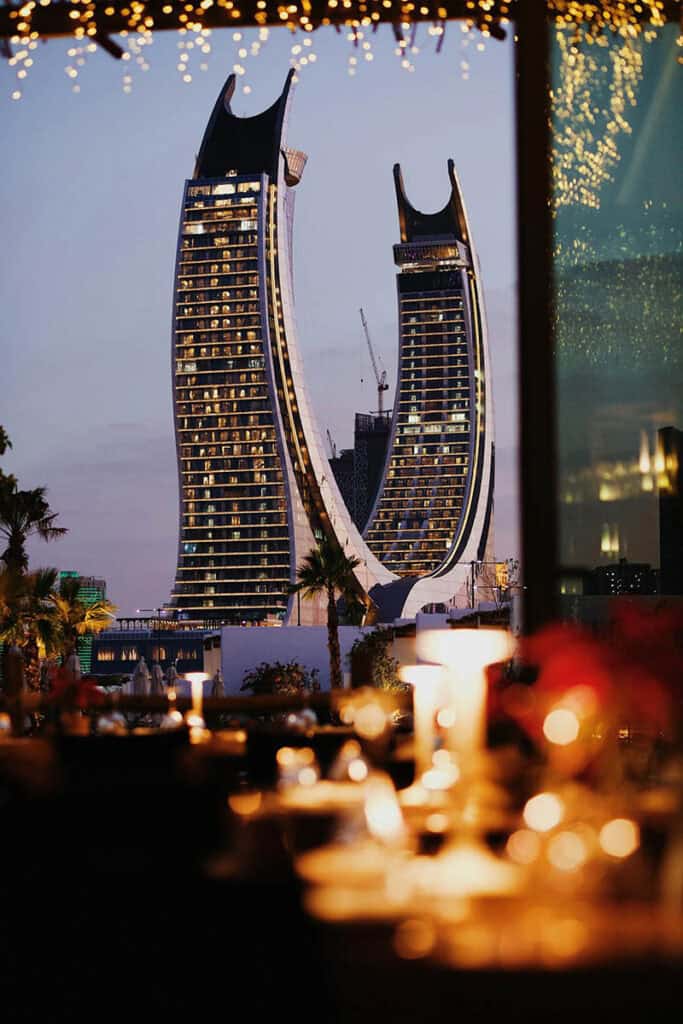 Iconic Katara Towers in Doha skyline